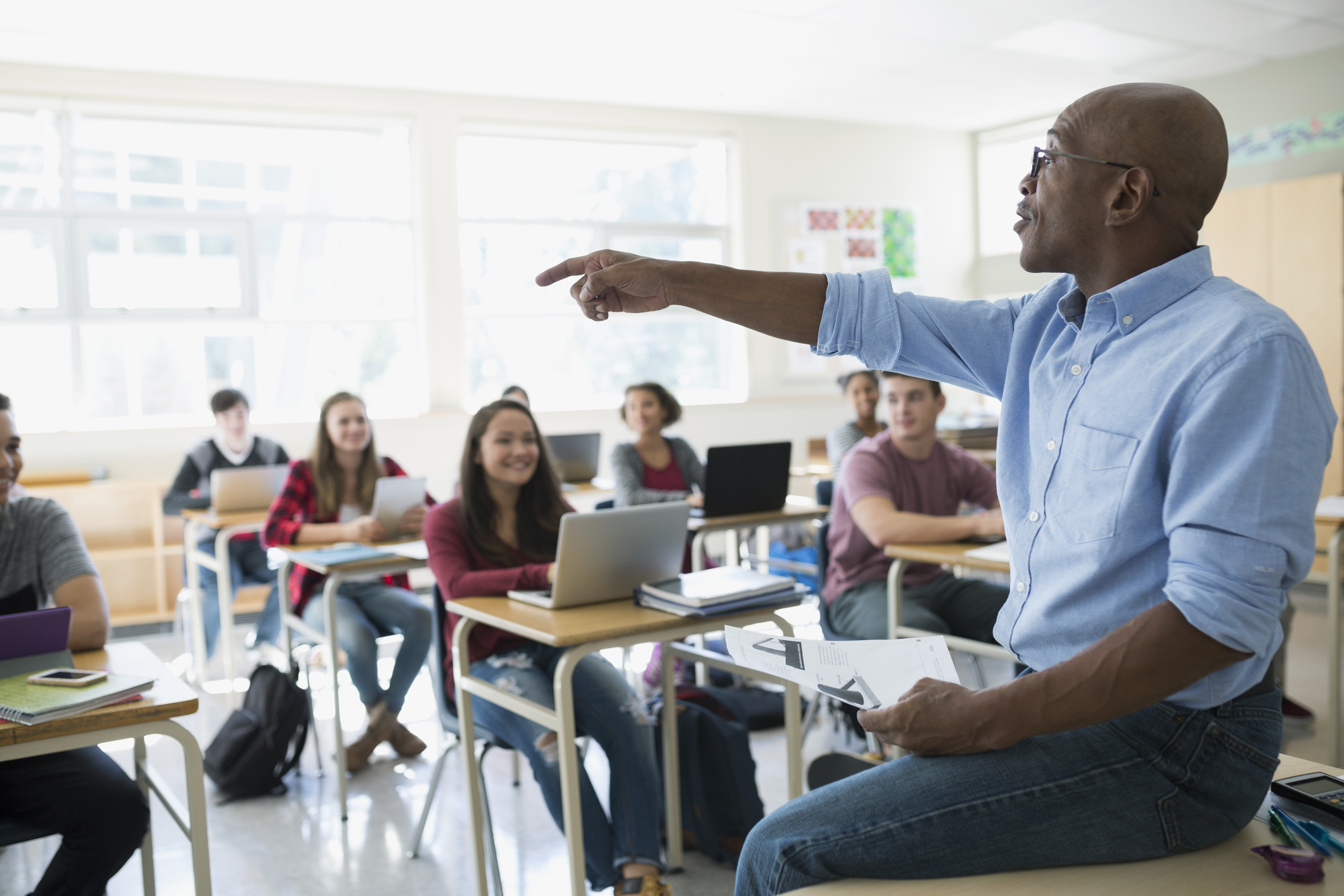 Students learning in a classroom